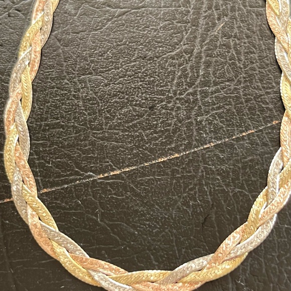 Sterling silver tri color twist Ross Simons necklace - Picture 2 of 5